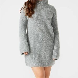 Steve Madden Gray Ribbed Turtleneck Sweater Dress